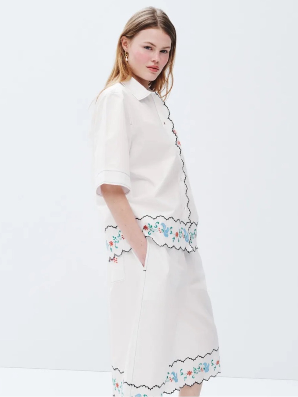 Stella Nova Coloured Embroidered Oversized Shirt, Size: M - Picture 2 of 14
